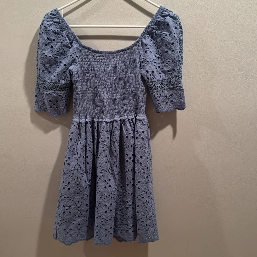 NWT Betsey Johnson Blue Eyelet Casual Dress Junior XS